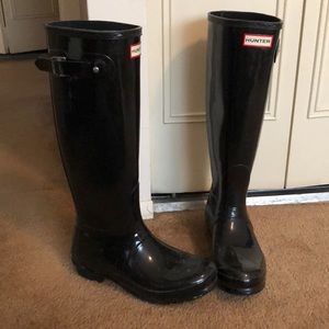Tall Black Hunter Rain Boots (glossy)